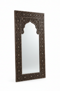 Moroccan Arabesque Carved Wood Full Length Floor Mirror - white background product shot