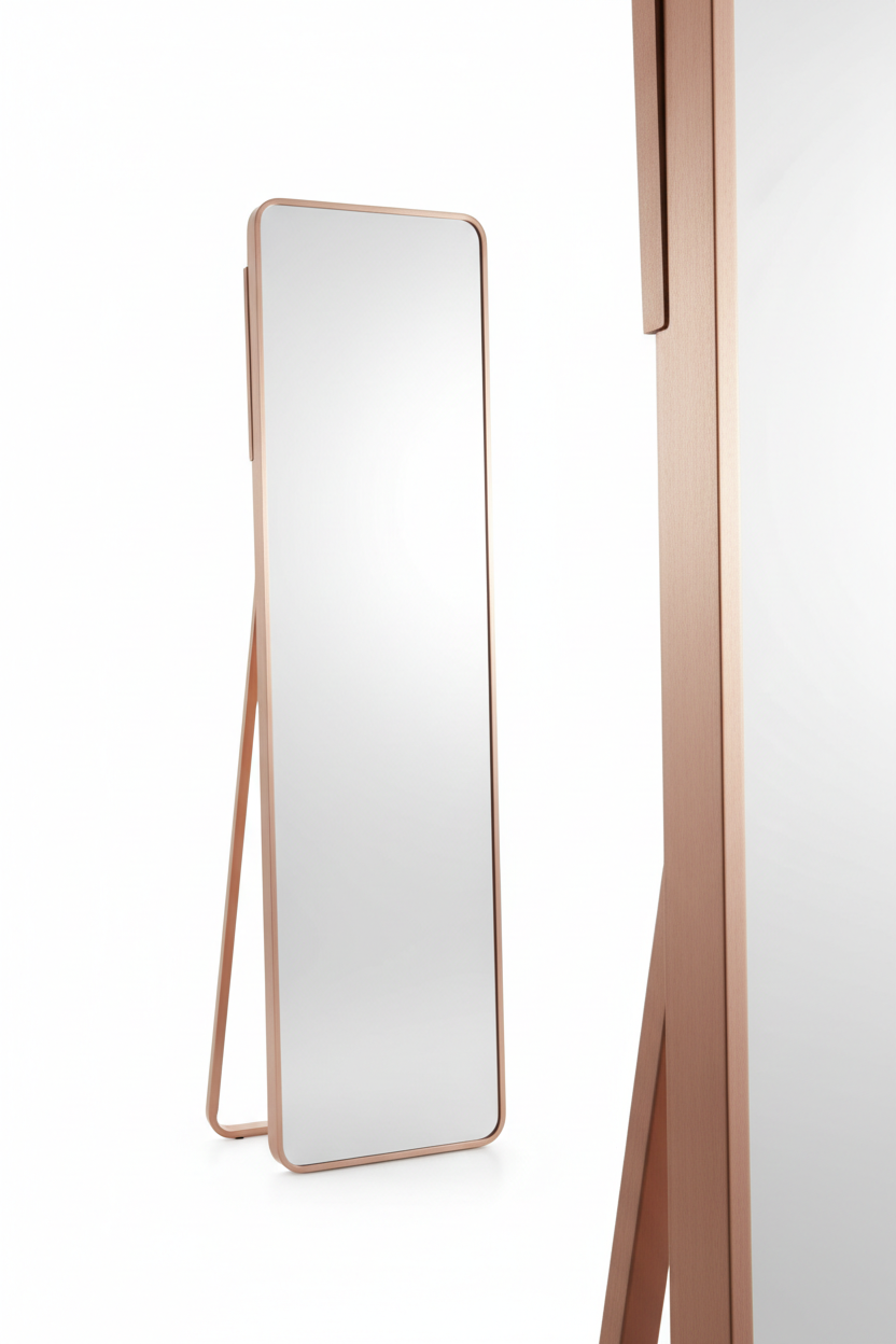 Rose Gold Metal Slim Full Length Floor Mirror studio