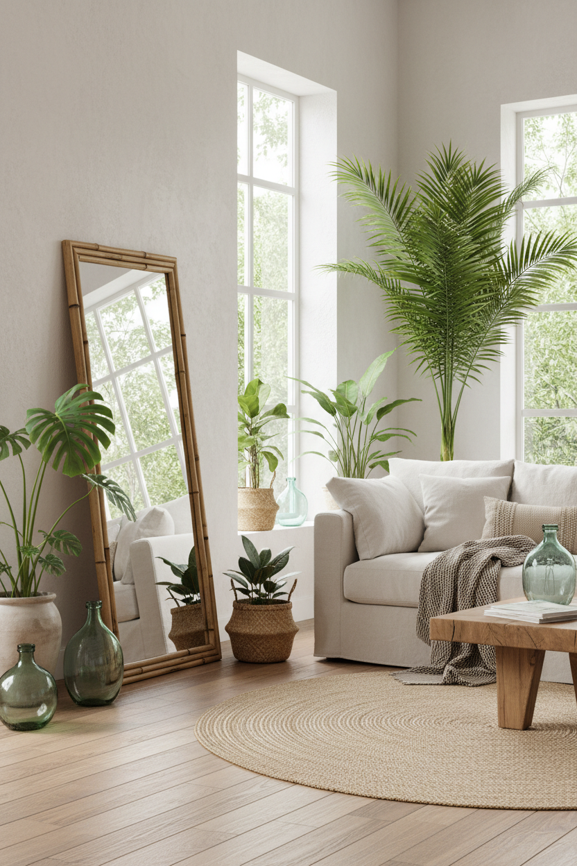 Eco Natural Bamboo Frame Full Length Floor Mirror - eco living room