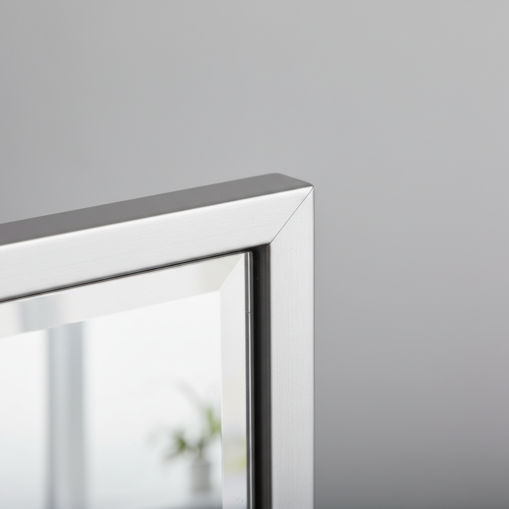 Sleek Silver Slim Frame Full Length Floor Mirror - frame detail