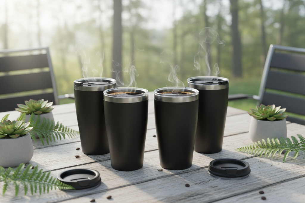 Stainless Steel Insulated Tumbler Set on outdoor table