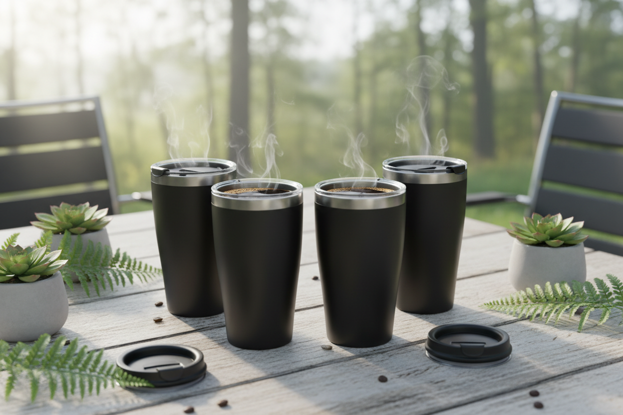 Stainless Steel Insulated Tumbler Set on outdoor table