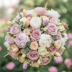Mixed bouquet detail roses peonies