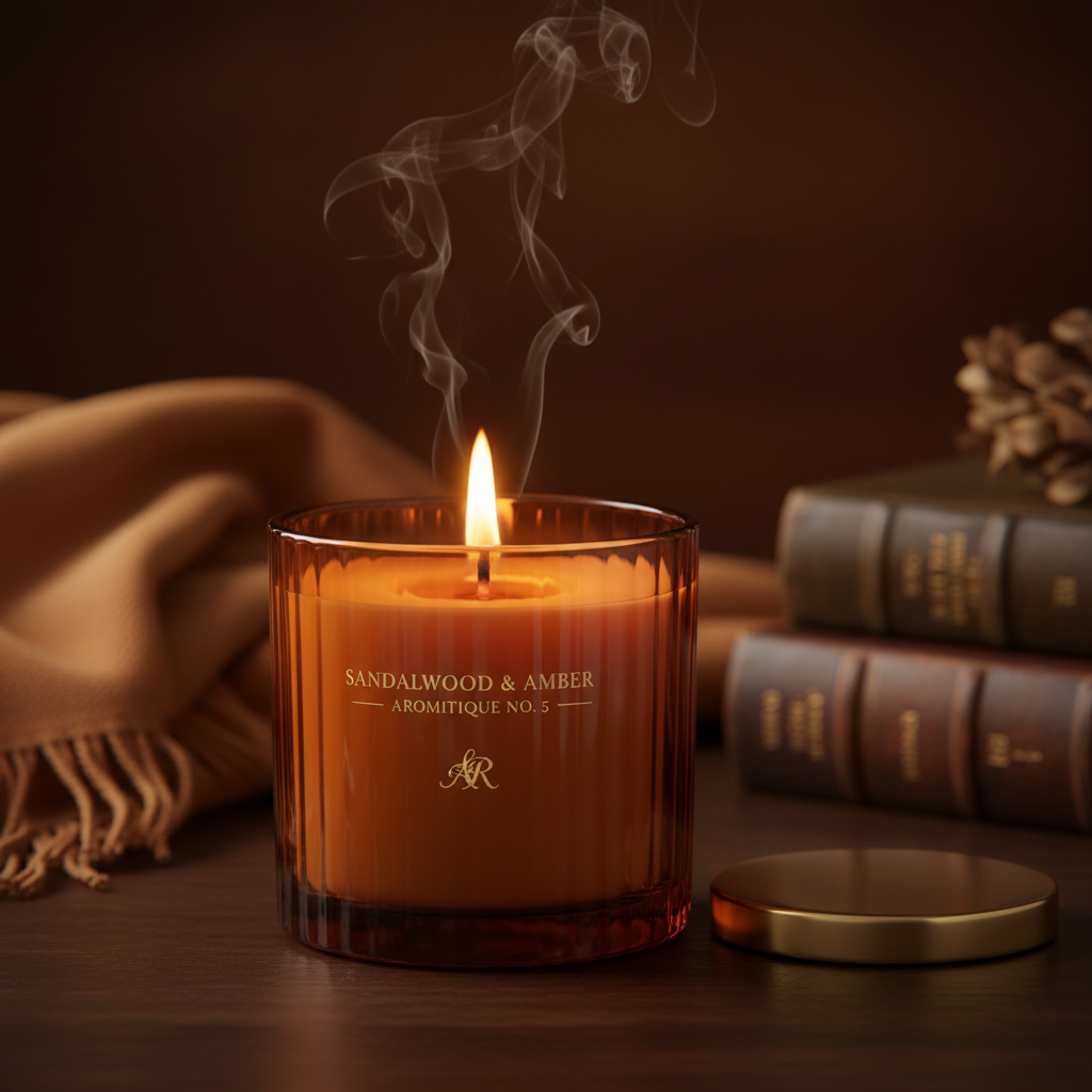 Happiness Sandalwood & Amber Sunset Glow Scented Candle