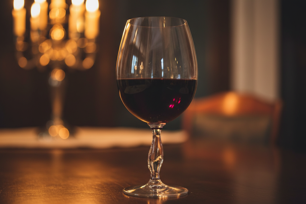 Hand-Blown Bohemian Crystal Wine Glass close up