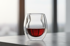 Double Wall Insulated Wine Glass floating effect close up