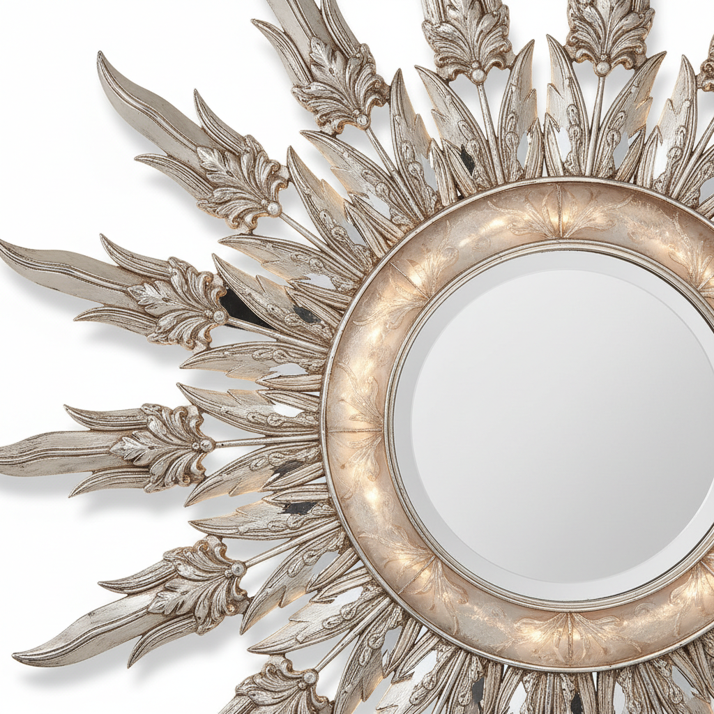Venetian Sunburst Wall Mirror silver detail