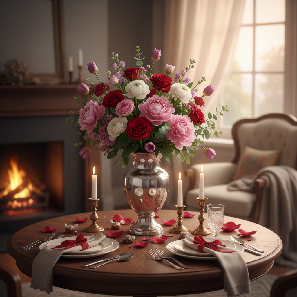 Mixed bouquet in vase lifestyle