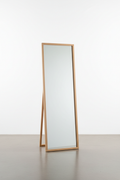 Japandi Zen Walnut Wood Full Length Floor Mirror - white background product shot