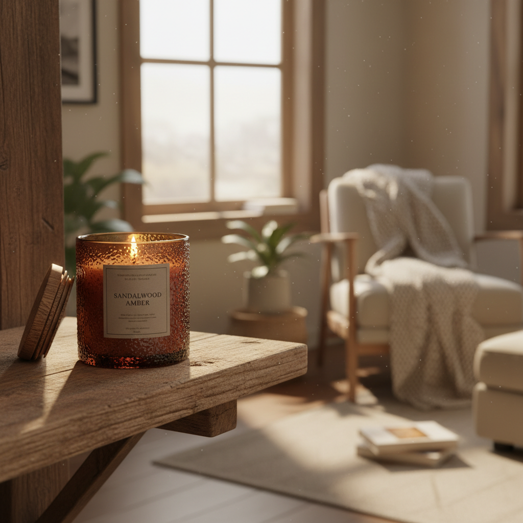Happiness Sandalwood & Amber Sunset Glow Scented Candle