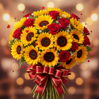 Sunflower Rose Bouquet close up detail