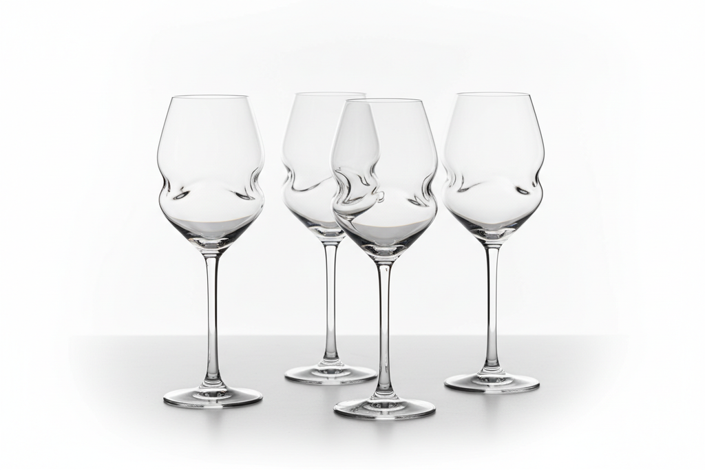 Hand-Blown Bohemian Crystal Wine Glass Set studio