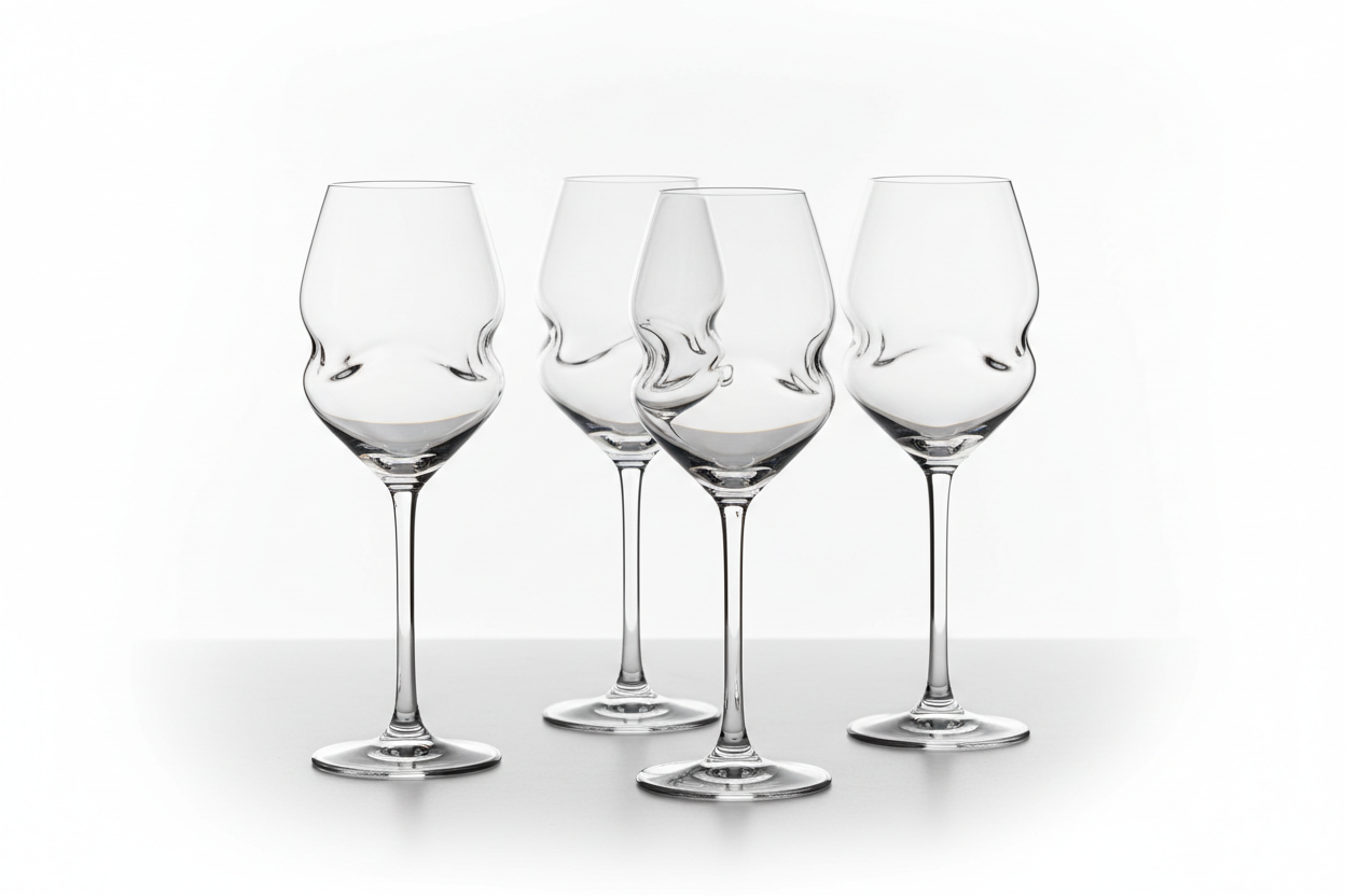 Hand-Blown Bohemian Crystal Wine Glass Set studio