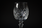 Vintage Cut Crystal Wine Glass diamond pattern close up