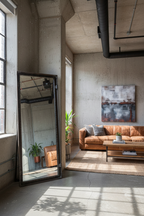 Industrial Iron Pipe Frame Full Length Floor Mirror - studio apartment