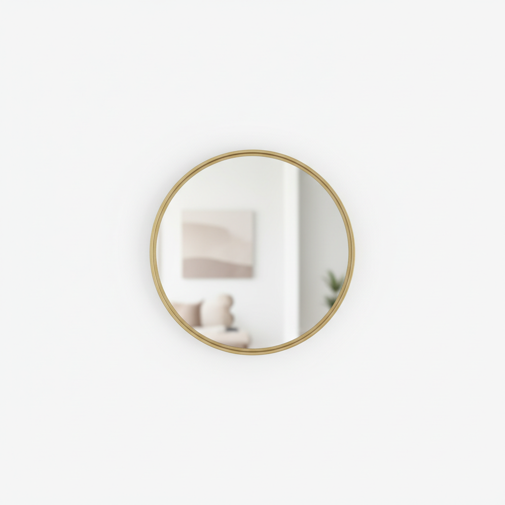 Minimalist Round Wall Mirror - White Background
