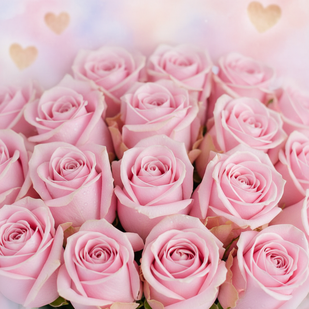 48 pink roses close up detail