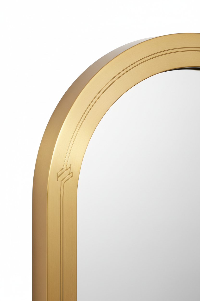 Arched Brass Metal Frame Full Length Floor Mirror detail