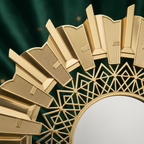 Art Deco Sunburst Gold Full Length Floor Mirror - geometric frame detail