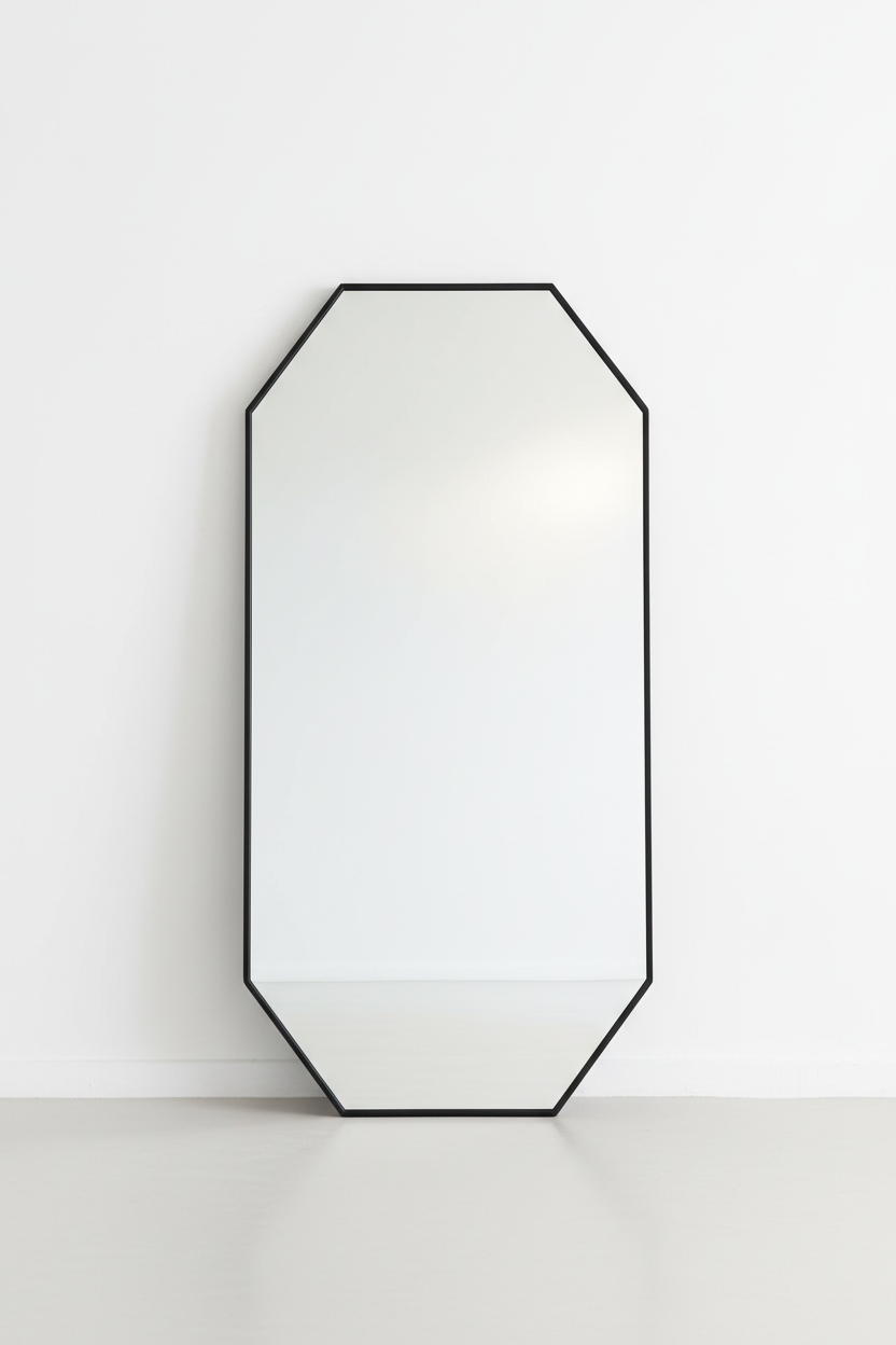Geometric Hexagon Full Length Floor Mirror - white background product shot