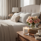 Rose Petal & White Tea Luxury Scented Candle - lifestyle scene