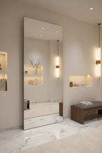 Crystal Clear Frameless Full Length Floor Mirror in dressing room