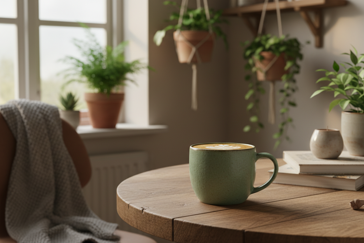 Nordic Stoneware Coffee Mug in Scandinavian kitchen