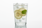 Classic Glass Tumbler with iced water and lemon