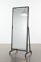 Industrial Iron Pipe Frame Full Length Floor Mirror - white background product shot