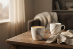 Marble Pattern Ceramic Mug Set with latte