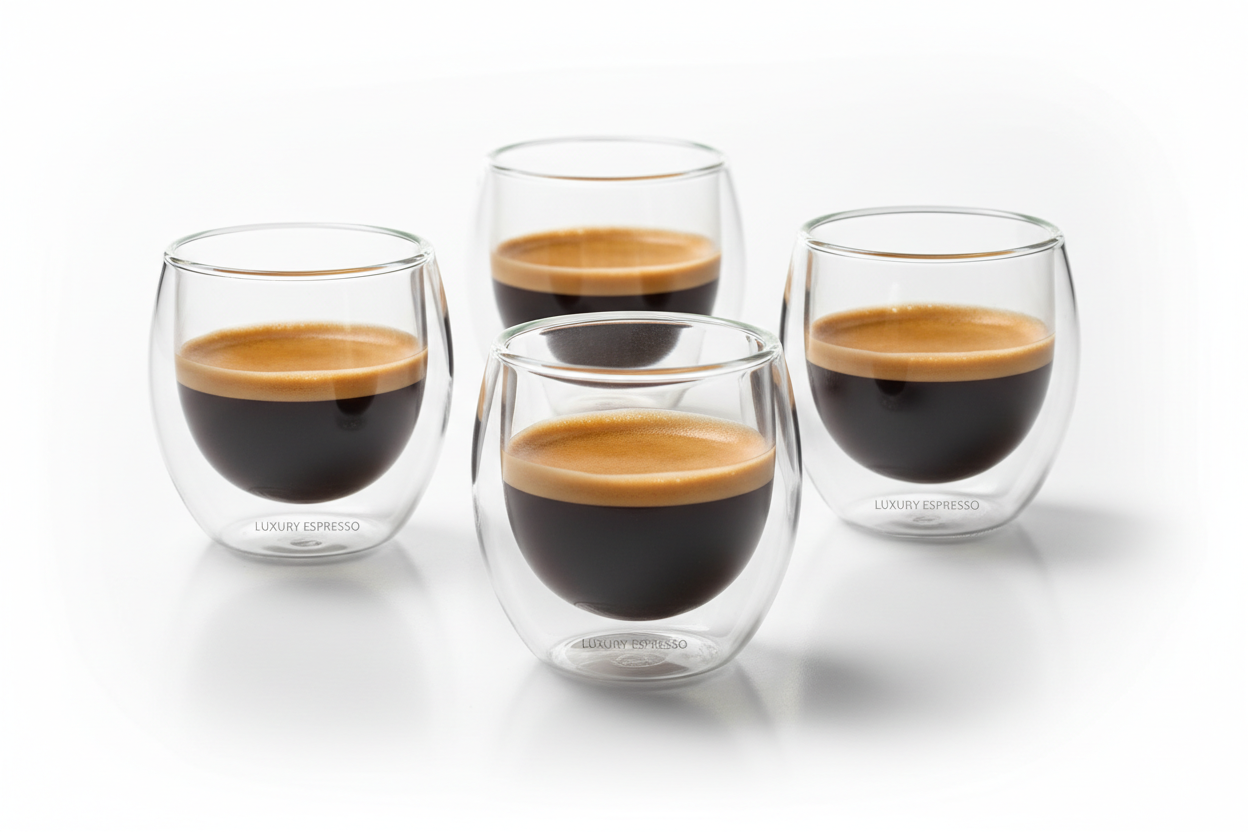 Double Wall Glass Espresso Cup Set studio