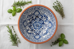Artisan Hand-Painted Terracotta Bowl pattern close up