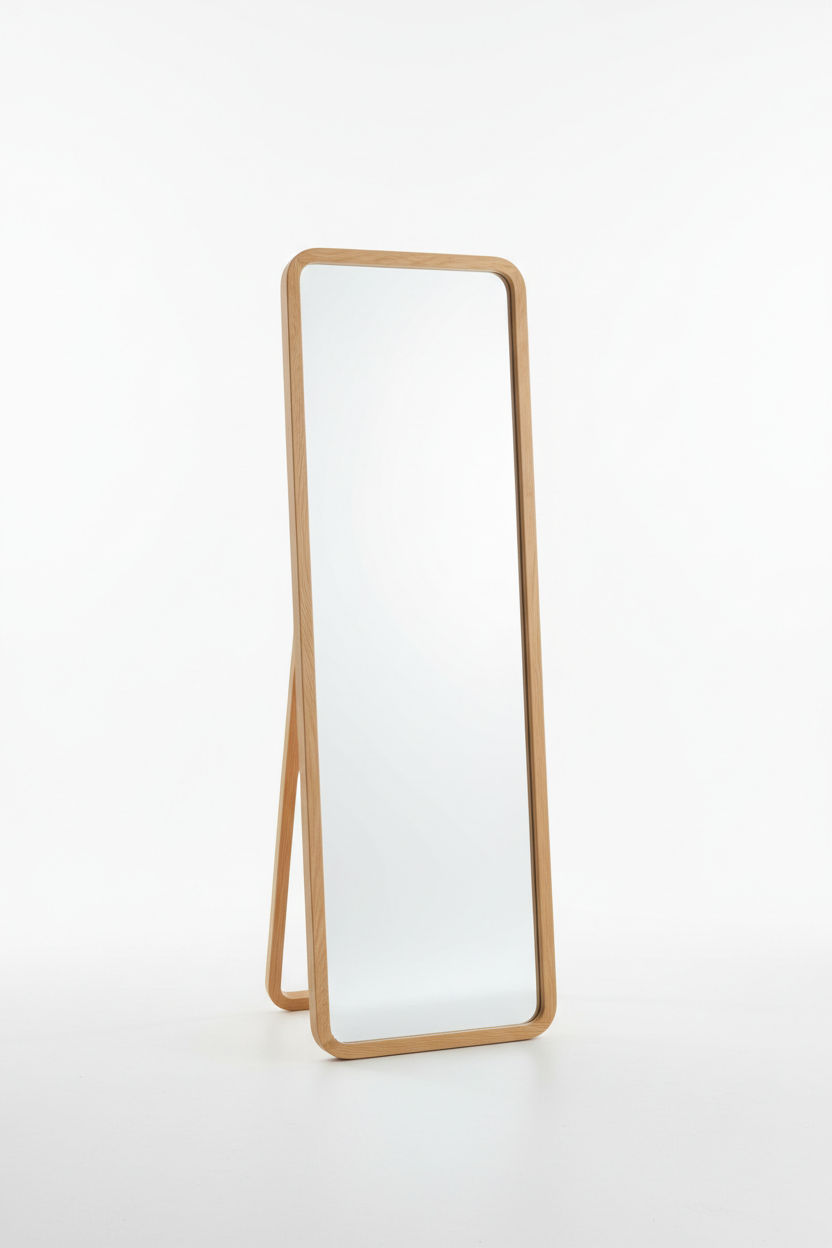 Slim Oak Natural Wood Full Length Floor Mirror studio