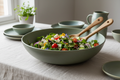 Nordic Matte Stoneware Serving Bowl with salad