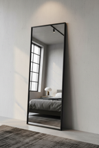 Modern Black Aluminum Full Length Floor Mirror