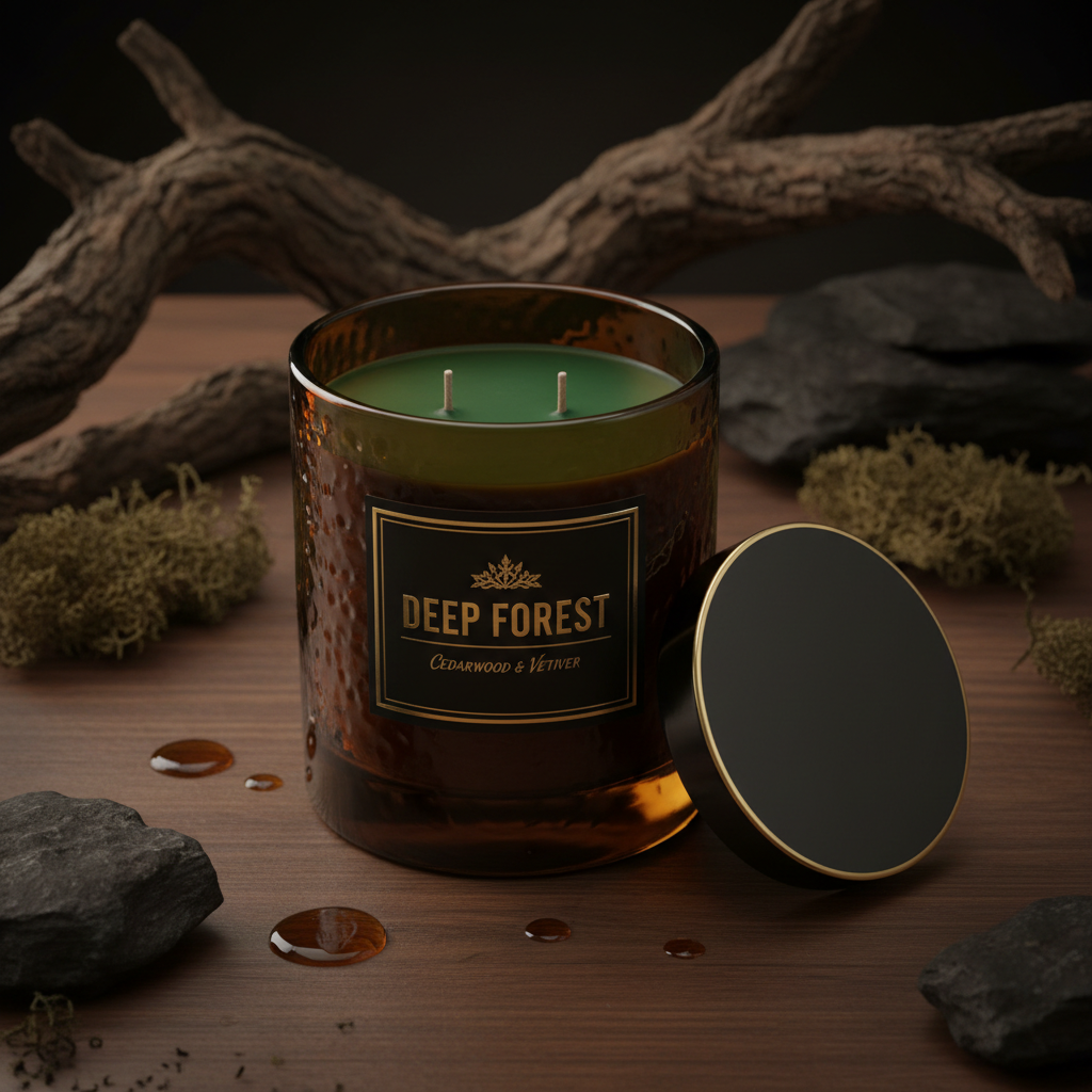 Cedarwood & Vetiver Deep Forest Scented Candle - top view