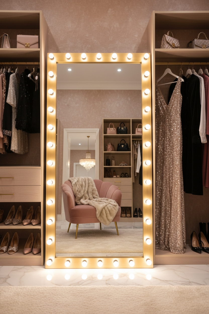 Glam Hollywood Vanity Full Length Floor Mirror