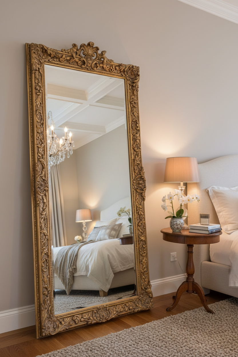 Minimalist Black Metal Frame Full Length Floor Mirror detail
