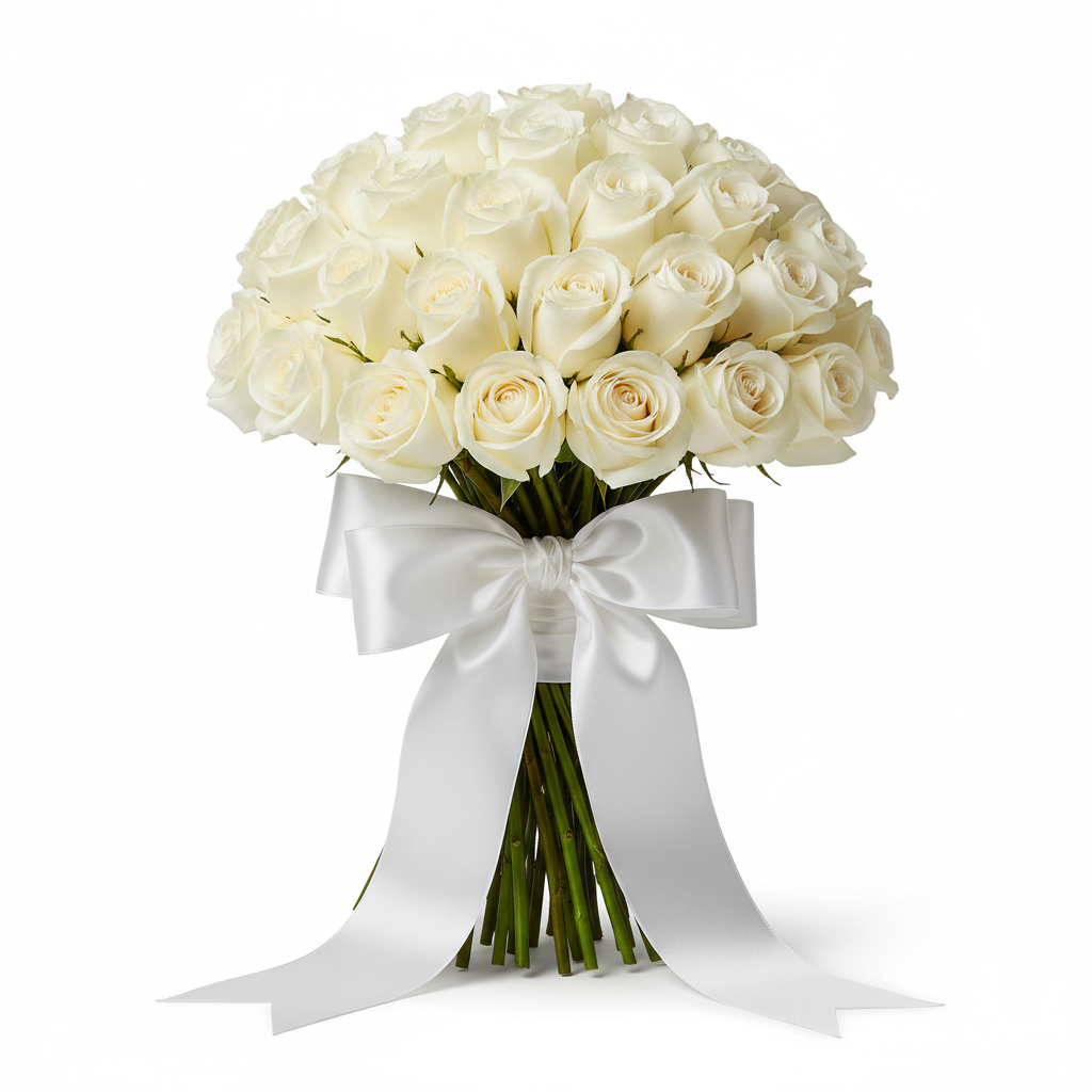Pure Elegance White Rose Bouquet 55 Stems