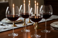 Oversized Balloon Wine Glass Set on dark wood dining table