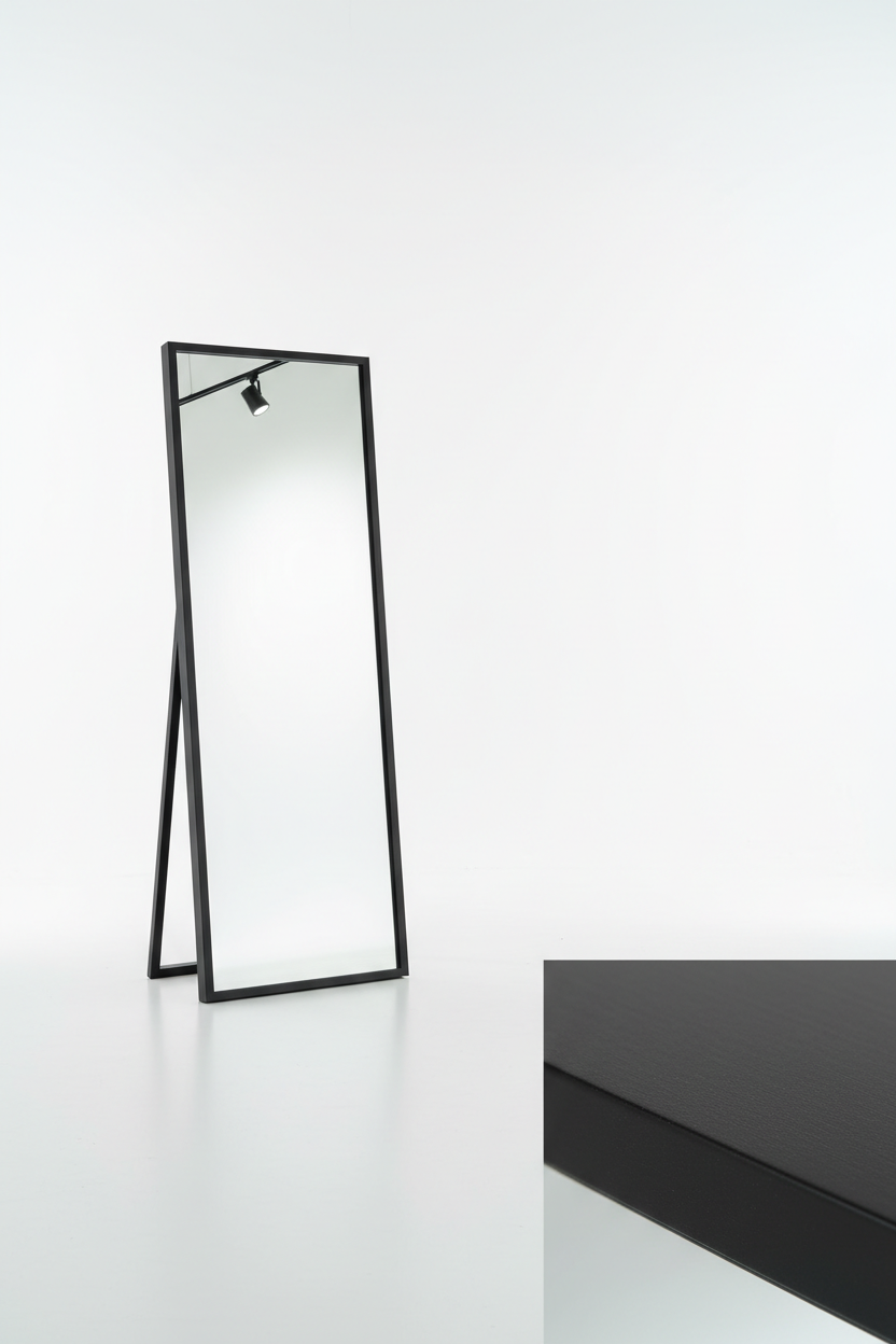 Modern Black Aluminum Full Length Floor Mirror studio