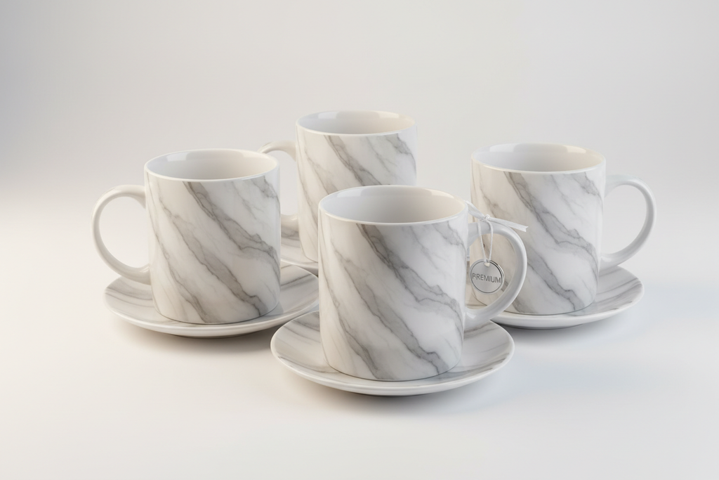 Marble Pattern Ceramic Mug Set studio