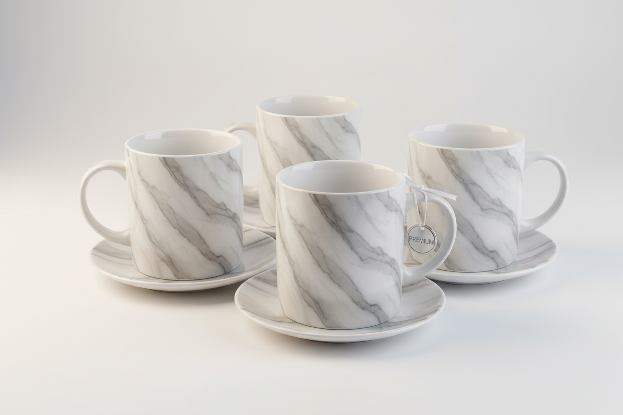 Marble Pattern Ceramic Mug Set studio