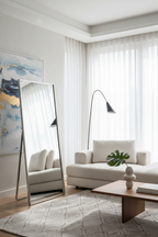 Sleek Silver Slim Frame Full Length Floor Mirror - modern living room