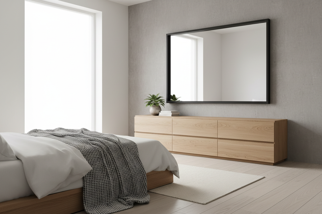 Industrial Loft Rectangular Wall Mirror - bedroom styling