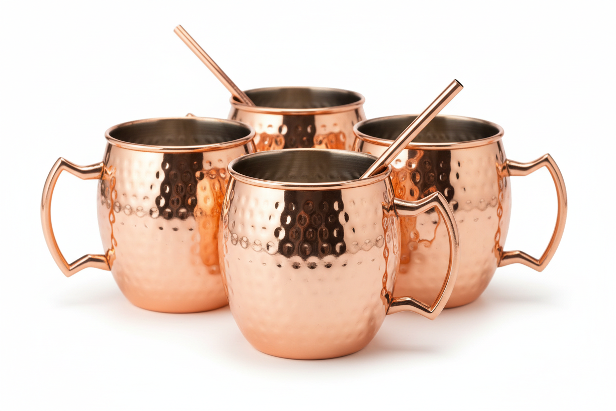Copper Moscow Mule Mug Set studio