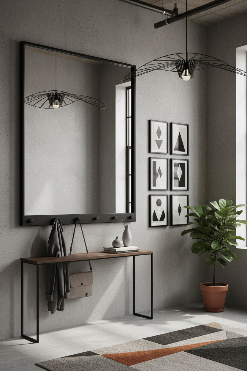 Industrial Loft Rectangular Wall Mirror - entryway styling