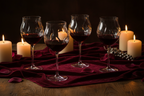 Hand-Blown Bohemian Crystal Wine Glass Set on velvet table