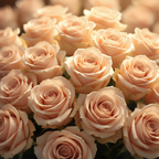 60 champagne roses close up