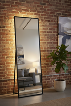 Modern Black Aluminum Full Length Floor Mirror in loft